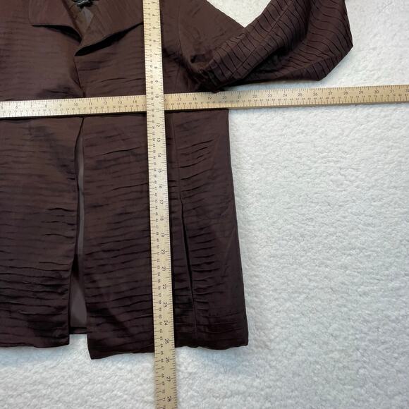 Silk Land women’s 100% silk blazer jacket w/pockets brown medium fall - Picture 4 of 8